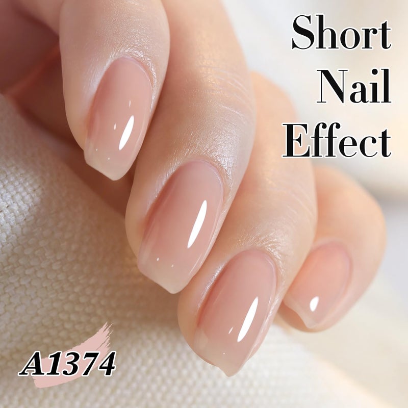 Double Rhythm Translucent Gel Polish Sheer Neutral Natural Light Milky Same Color Same Bottle 15ML Jelly Polish Art DIY at Home (Milky Pink -A1374) - Image 2