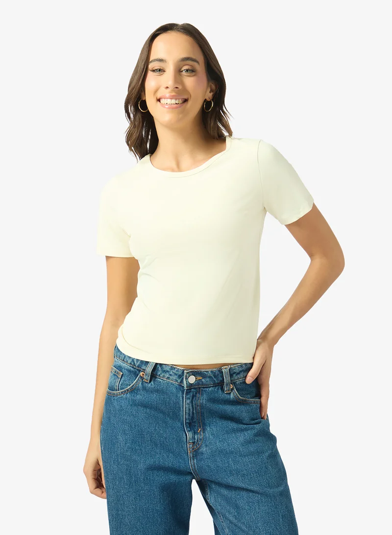 Ginger Basics Soft Polyamide Crew Neck Top