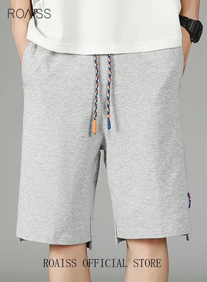 رويس شورتات كاجوال للرجال مع جيوب متعددة بنطلونات رياضية مريحة بساق مستقيمة للرجال شورتات بلون موحد مع رباط قابل للتعديل وحزام خصر مطاطي مناسبة لأنماط الحياة النشطة والمناسبات غير الرسمية - Image 1