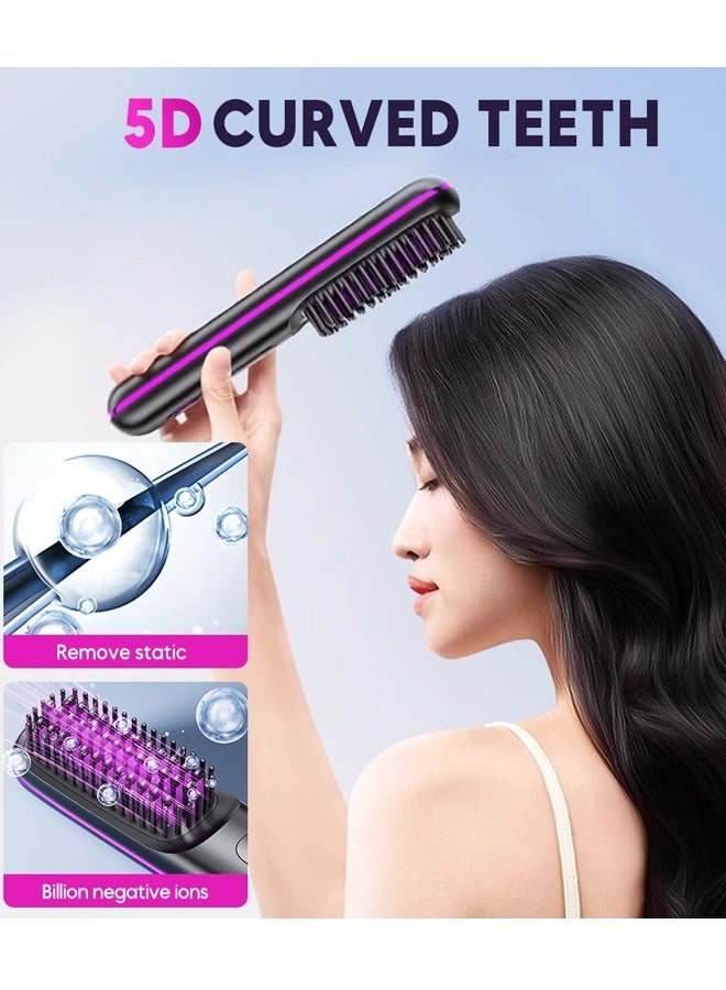 فرشاة فرد الشعر المحمولة، شاشة LED، مكواة فرد الشعر اللاسلكية القابلة لإعادة الشحن، مشط للشعر القصير والطويل للنساء - Image 4