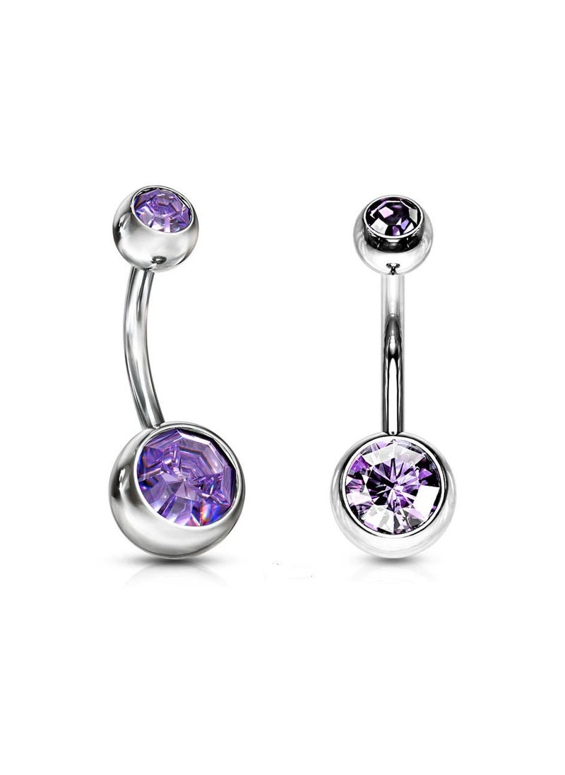 Generic Yosrstore Belly Button Rings Navel Piercing Jewelry Steel Crystals Bar  - Image 2