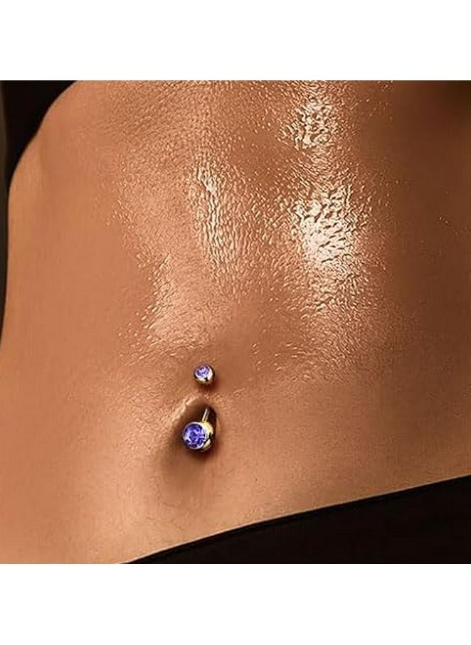 Generic Yosrstore Belly Button Rings Navel Piercing Jewelry Steel Crystals Bar  - Image 4