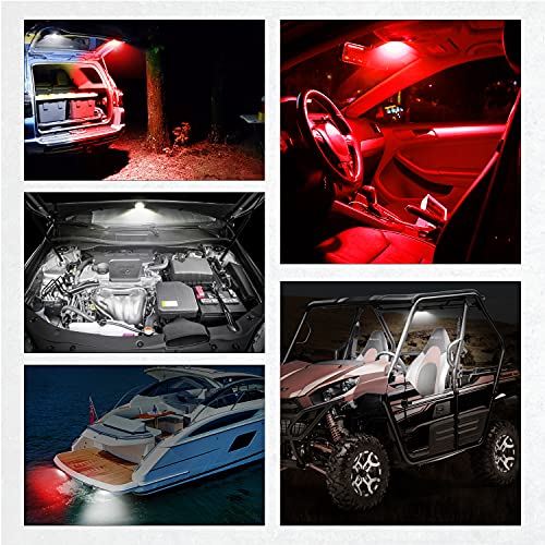 LTEODCHEW LED UTV Dome Light Red White, IP68 Waterproof Aluminum Car Interior Light W/Switch, Roll Cage Bar Courtesy Work Lights for UTV Polaris RZR Ranger Truck RV Can-Am X3 ATV - Image 4
