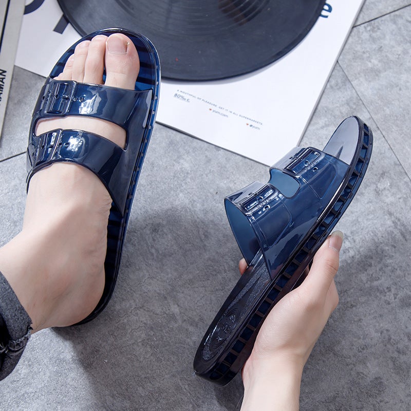 Men's Fashion Transparent Crystal Slides Anti-slip Plastic Flat Home Slippers - Image 4