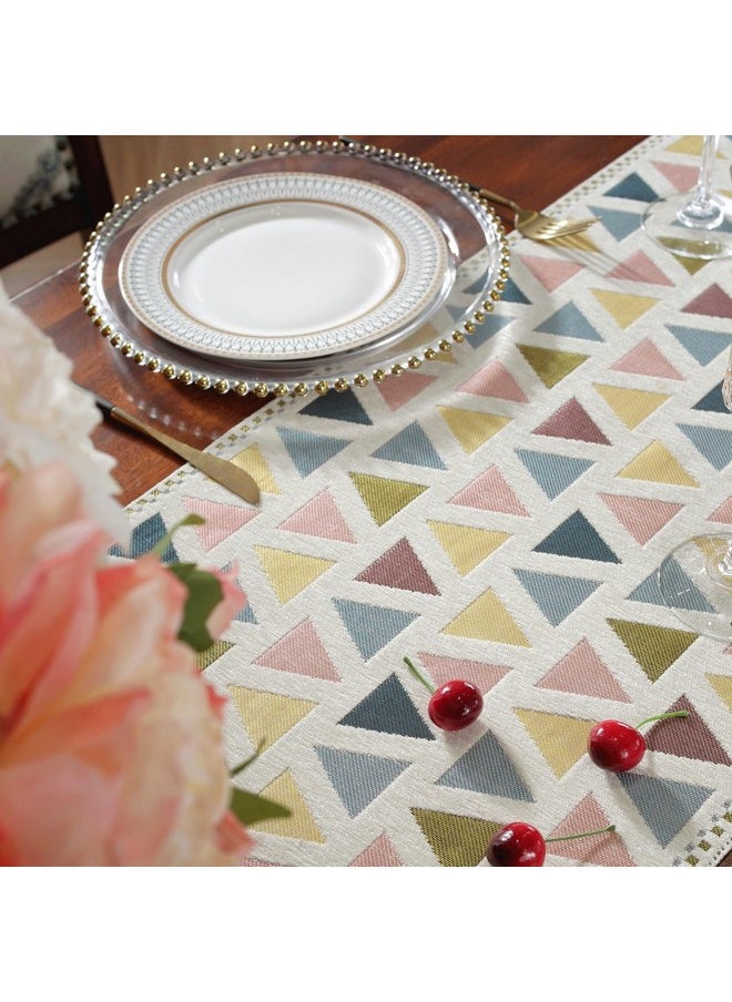 Hanne Fashion Hanne Fashion American Style Table Runner with Tassel Farmhouse Style Washable Table Runners for Holiday Party Dining Decoration (13x 70 Inch, Colorful Triangle)  - Image 5