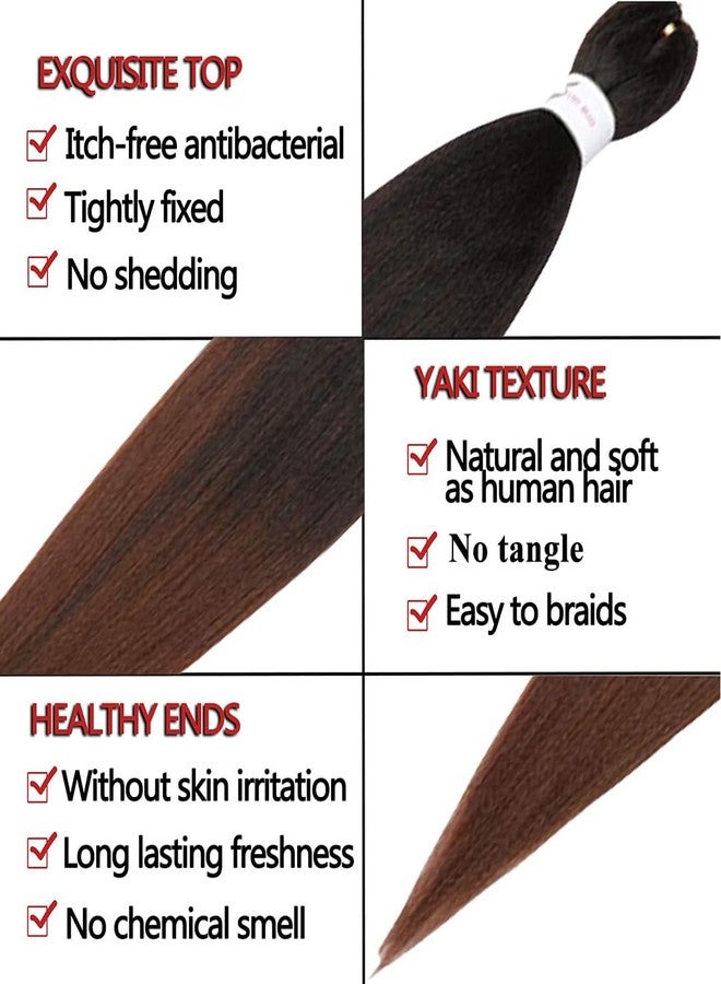 ShowCoco Pre-Stretched Braiding Hair Extension Ombre Natural Black To Brown Crochet Braiding Hair 20 Inch 8 Packs Hot Water Setting Professional Yaki Synthetic Hair For Twist Braids (20Inch,#1B/30) - Image 3