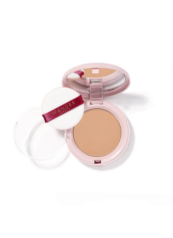 Wander Beauty Wanderlust Powder Foundation Golden Medium Blurs And Evens Skin Tone Perfects & Hydrates With Hyaluronic Acid Aloe Honeysuckle & Vitamin E Lightweight Buildable Coverage  - Image 1