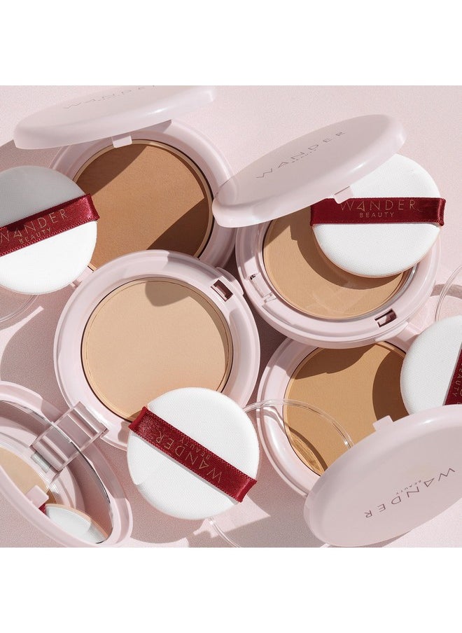 Wander Beauty Wanderlust Powder Foundation Golden Medium Blurs And Evens Skin Tone Perfects & Hydrates With Hyaluronic Acid Aloe Honeysuckle & Vitamin E Lightweight Buildable Coverage  - Image 5