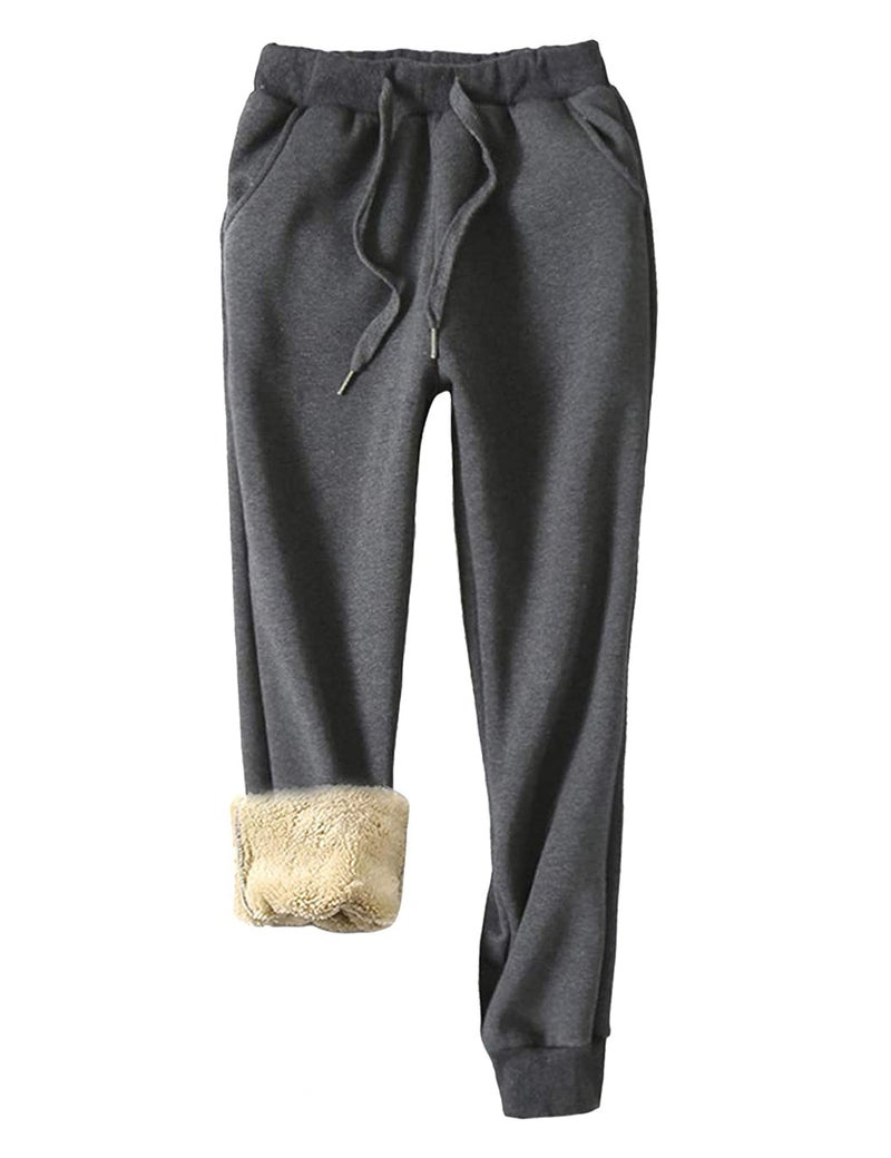 Yeokou Womens Warm Sherpa Lined Athletic Sweatpants Jogger Fleece PantsXXLarge Grey