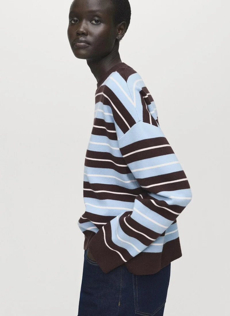 مانجو كنزة صوف مقلمة واسعة