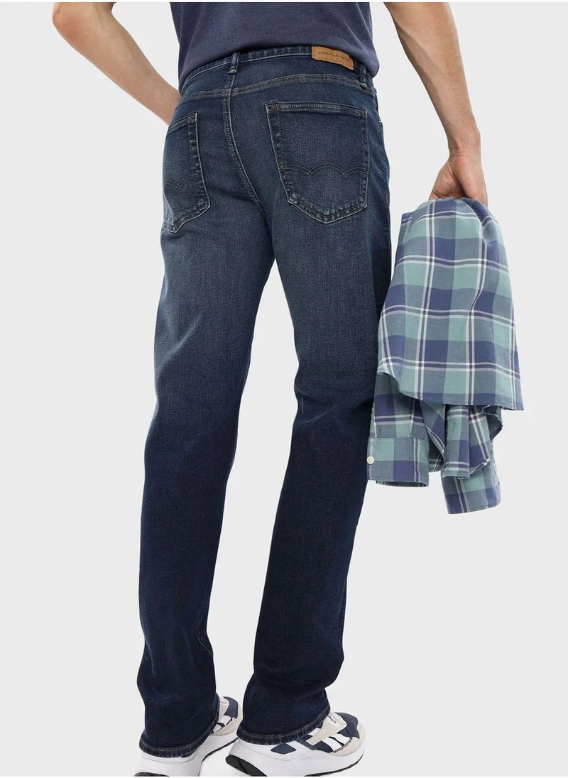American Eagle Airflex+ Mid Wash Straight Fit Jeans