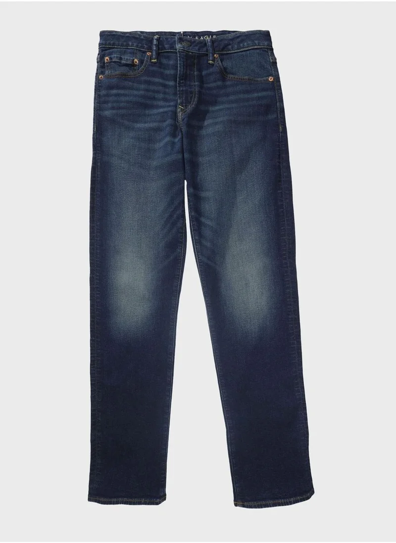American Eagle Airflex+ Mid Wash Straight Fit Jeans