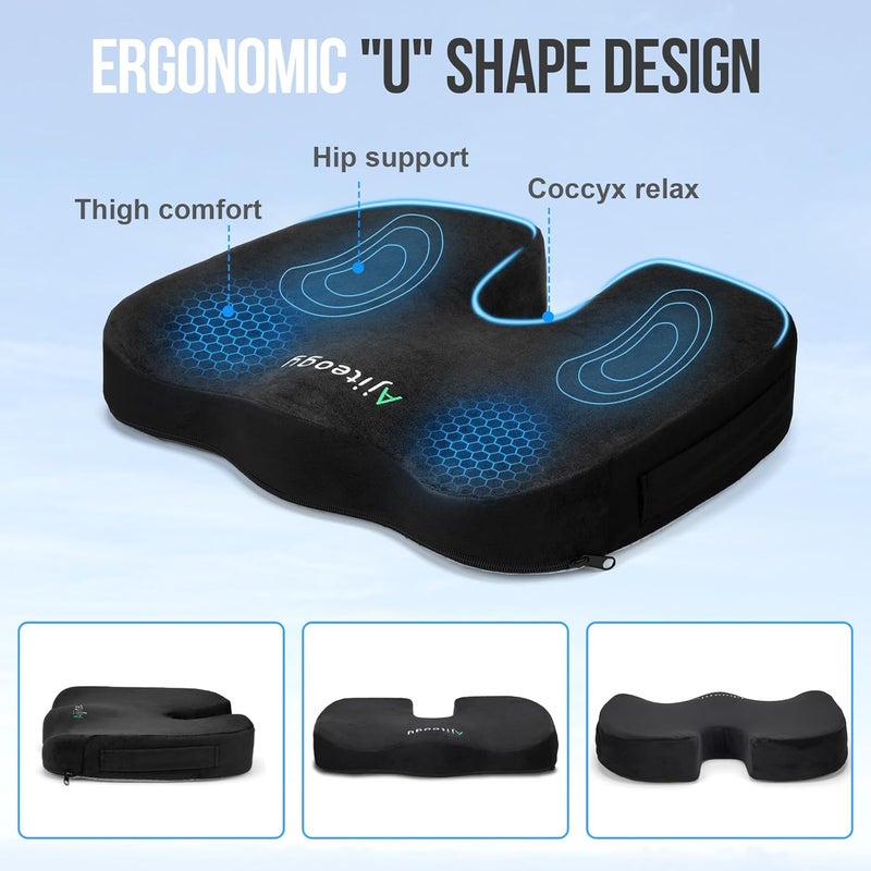 Ajiteogy Memory Foam Seat Cushion – Ergonomic Cushion for Office Chair, Car, and Gaming Chair - Image 2