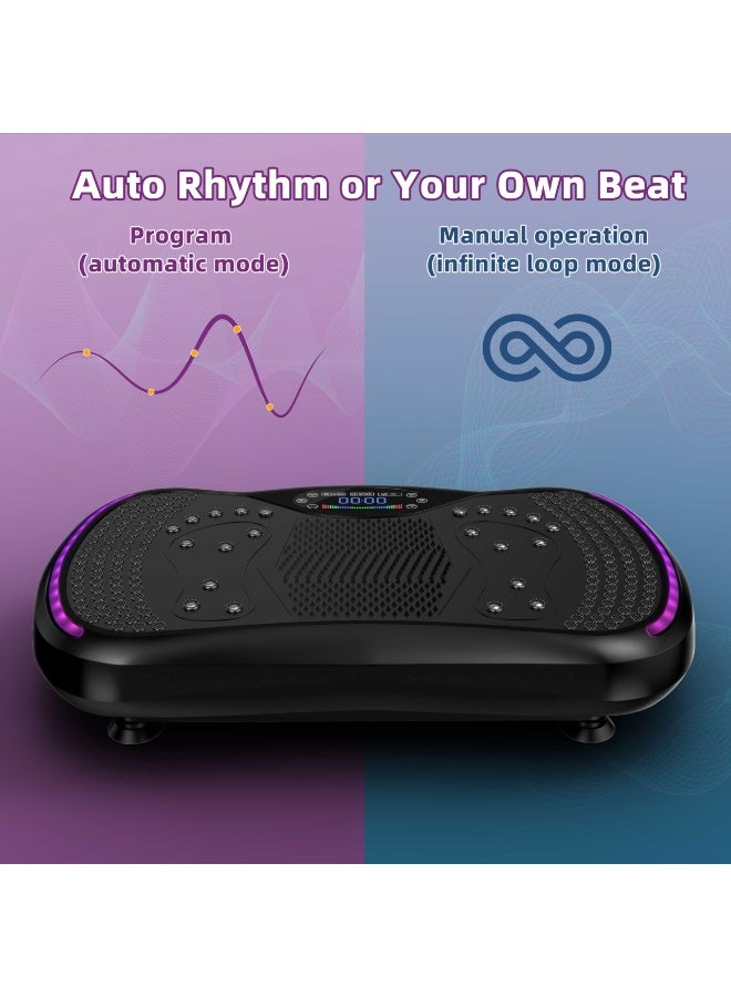 أسيف آلة اهتزاز اللياقة البدنية، لوحة اهتزاز ثلاثية الأبعاد لفقدان الوزن وتصريف اللمف، 200 سرعة قابلة للتعديل، أقصى وزن 400 رطل، منصة تشكيل جسم كامل (أسود) - Image 4