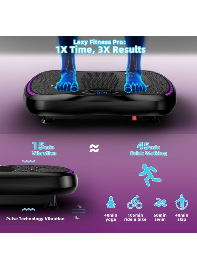 أسيف آلة اهتزاز اللياقة البدنية، لوحة اهتزاز ثلاثية الأبعاد لفقدان الوزن وتصريف اللمف، 200 سرعة قابلة للتعديل، أقصى وزن 400 رطل، منصة تشكيل جسم كامل (أسود) - Image 2