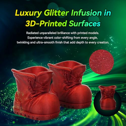 FLASHFORGE Xmas Series Rapid PLA Filament Aurora Red, High Flow Speedy 3D Printer Filament Max 500mm/s High-Speed Printing, Radiated Unparalleled Brilliance, Twinkling and Ultra-Smooth Finish - Image 4