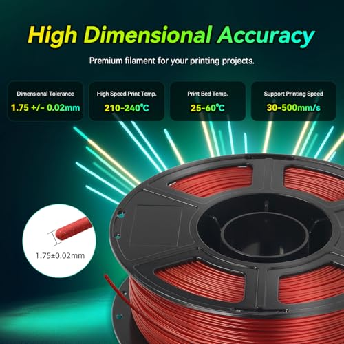 FLASHFORGE Xmas Series Rapid PLA Filament Aurora Red, High Flow Speedy 3D Printer Filament Max 500mm/s High-Speed Printing, Radiated Unparalleled Brilliance, Twinkling and Ultra-Smooth Finish - Image 5