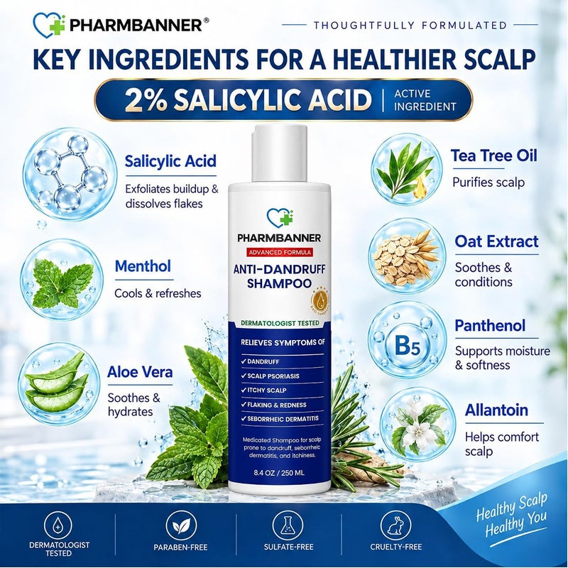 PHARMBANNER Anti-Fungal Shampoo for Folliculitis, Seborrheic Dermatitis, Scalp Psoriasis - Relieves Itchy & Dry Scalp - Image 5