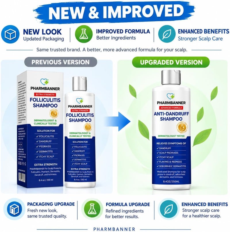 PHARMBANNER Anti-Fungal Shampoo for Folliculitis, Seborrheic Dermatitis, Scalp Psoriasis - Relieves Itchy & Dry Scalp - Image 2