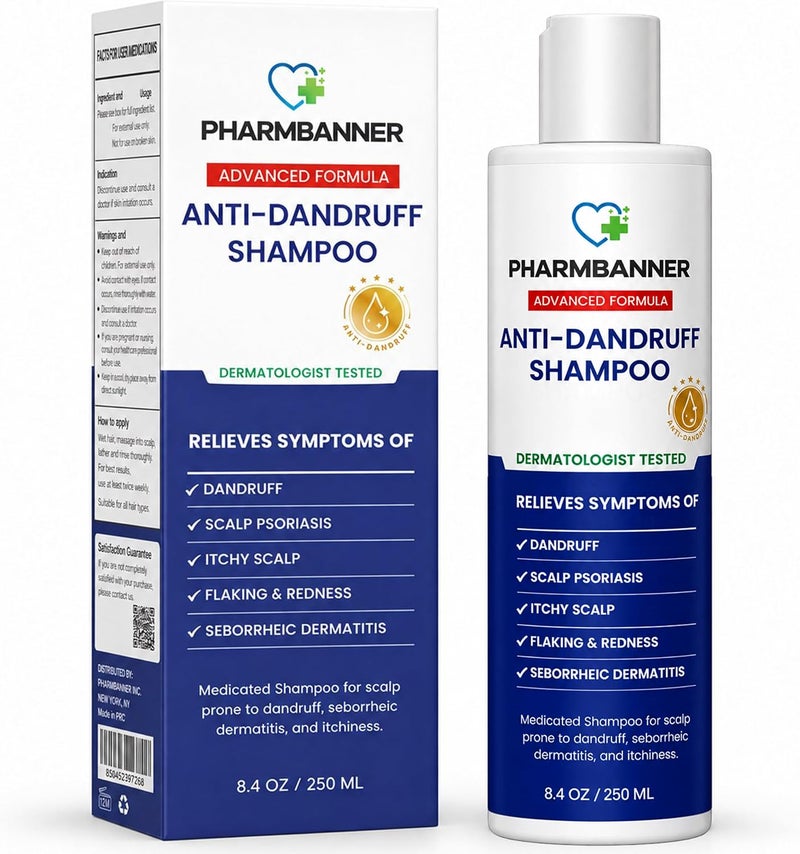 PHARMBANNER Anti-Fungal Shampoo for Folliculitis, Seborrheic Dermatitis, Scalp Psoriasis - Relieves Itchy & Dry Scalp - Image 1