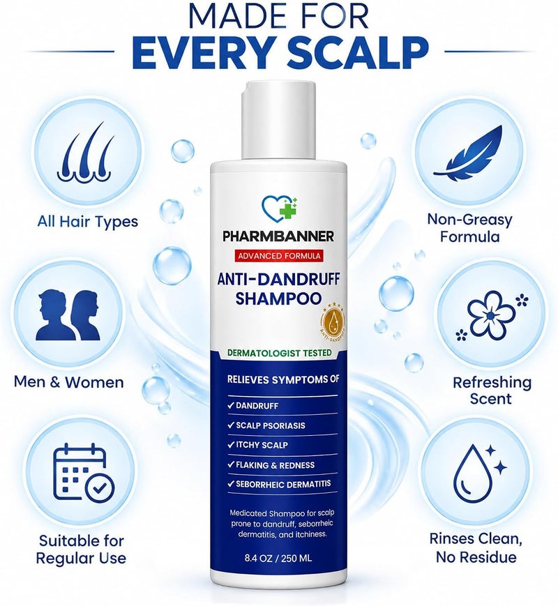PHARMBANNER Anti-Fungal Shampoo for Folliculitis, Seborrheic Dermatitis, Scalp Psoriasis - Relieves Itchy & Dry Scalp - Image 4