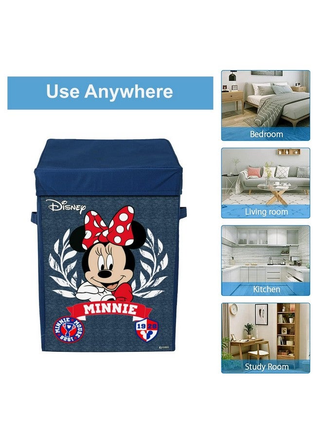 Kuber Industries Foldable Laundry Basket for Clothes with Lid | Disney Minnie Print | Cloth Storage Box for Washing | Toy Storage Organizer | 45 LTR | Blue - Image 5