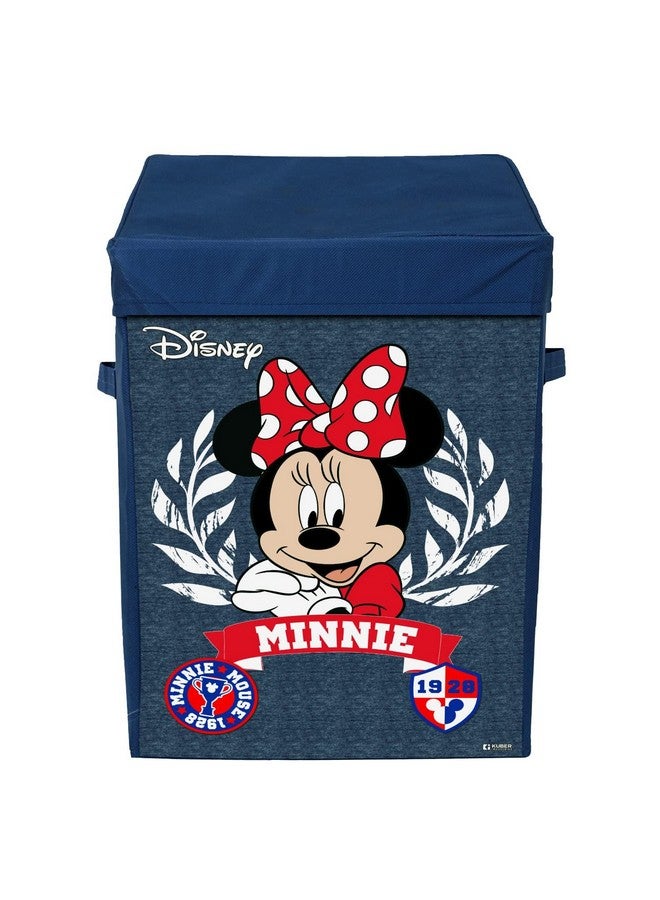 Kuber Industries Foldable Laundry Basket for Clothes with Lid | Disney Minnie Print | Cloth Storage Box for Washing | Toy Storage Organizer | 45 LTR | Blue - Image 2