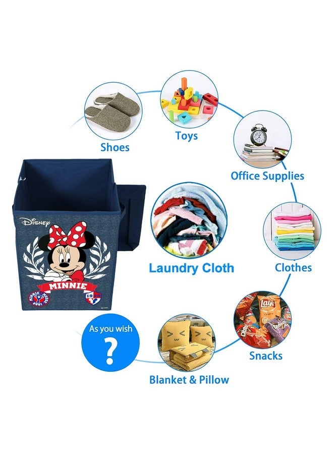 Kuber Industries Foldable Laundry Basket for Clothes with Lid | Disney Minnie Print | Cloth Storage Box for Washing | Toy Storage Organizer | 45 LTR | Blue - Image 4
