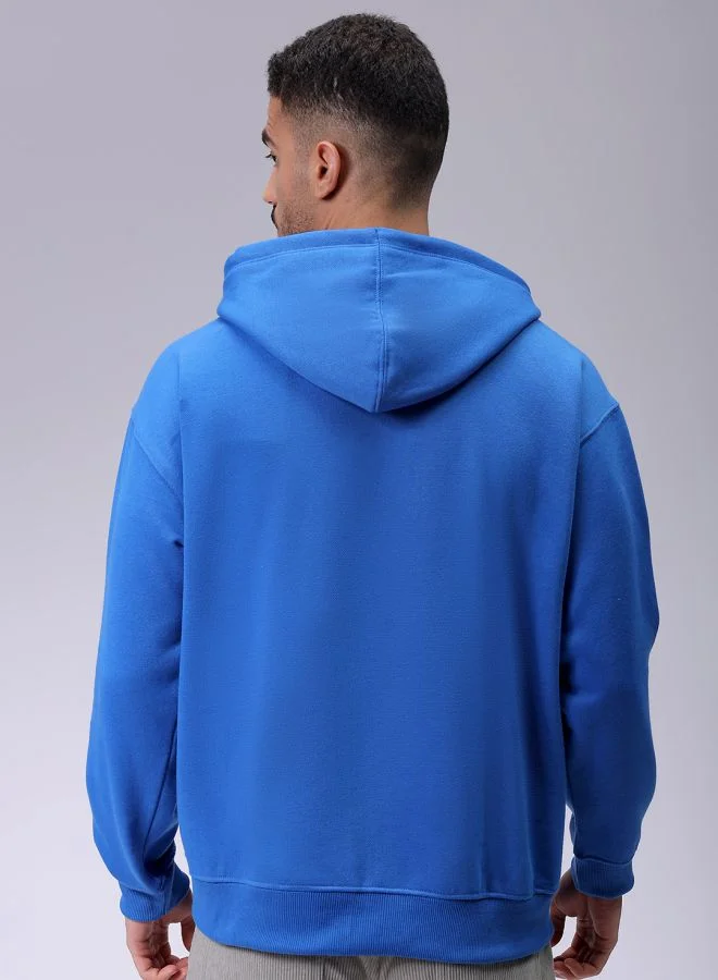 The Indian Garage Co Men Relaxed Fit Solid Front Open Hooded Sweatshirt
