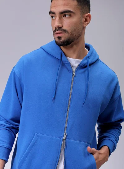 شركة المرآب الهندية Men Relaxed Fit Solid Front Open Hooded Sweatshirt