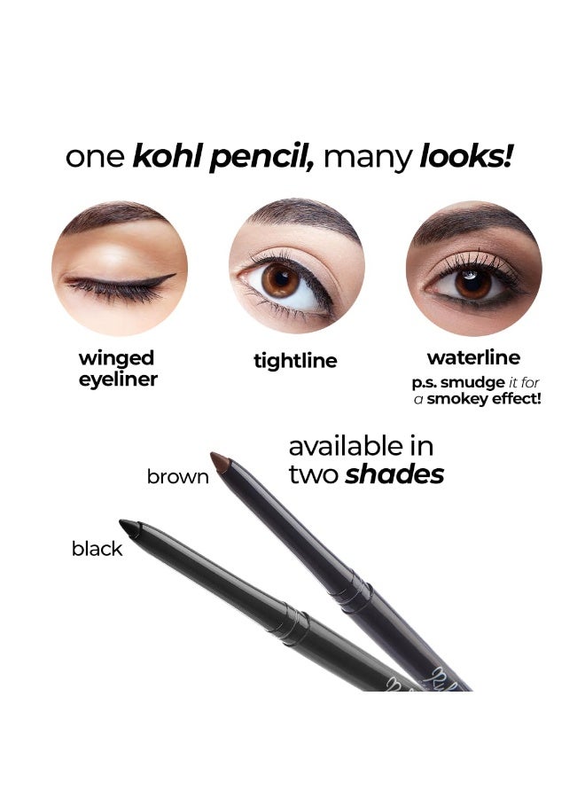 Ruby's Organics Kohl Eyeliner Beauty Gift Kit for Women- with In-Built Smudger,Extra Smooth & Long Lasting Kajal,Organic Eye Makeup,100% Natural,Black & Brown-0.35g each- Combo Pack of 2,Solid - Image 4