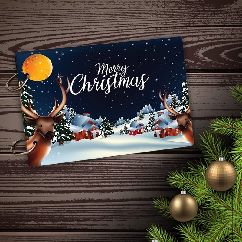 Decor1ders Wooden Photo Album Scrapbook for Gifting 40 Black pages Size 16 cm x 22 cm Scrapbook Photo Album for Photo Collection Scrap Book SnowChristmasP - Image 4