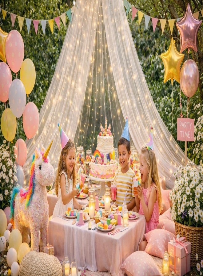 Lazybeee خيمة مظلة Lazybeee للديكور، قماش شبكي أبيض غير مخيط بطول 5 أمتار، مظلة غرفة نوم، ديكور جمالي للغرفة، خلفية لحفلات الزفاف، ديكور منزلي (أبيض) - Image 3