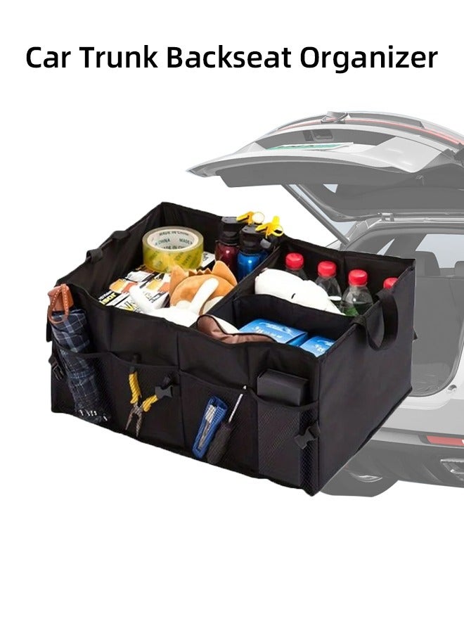 Generic Car Trunk Backseat Organizer, Waterproof and Adjustable Car Trunk Storage Organizer for most Vehicles, Black, 56x40x26cm  - Image 1