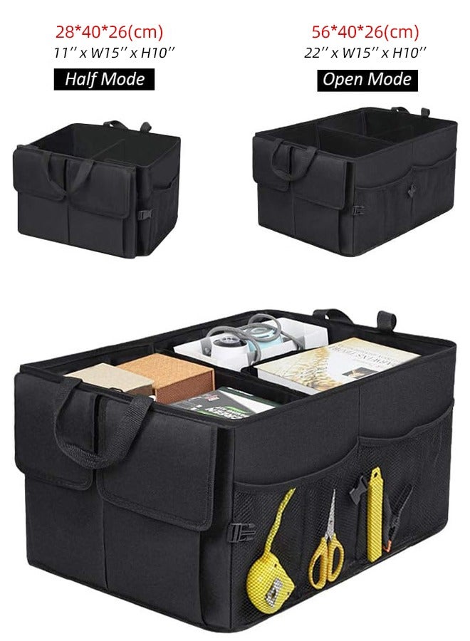 Generic Car Trunk Backseat Organizer, Waterproof and Adjustable Car Trunk Storage Organizer for most Vehicles, Black, 56x40x26cm  - Image 2