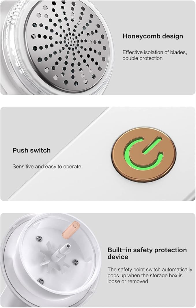EYUVAA LABEL Portable Lint Remover for Clothes 6 Blade USB Rechargeable Fabric Shaver Lint Remover for Woolen Sweaters Carpets Clothes and Sofa - Image 4