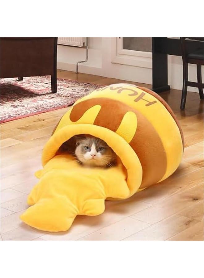 Cat Bed Honey Pot Shape Comfortable Nest Nonslip Bottom Non Slip Cartoon Kennel Pet Cat Bed Removable Cushion Cave Sleeping Bed - Image 2