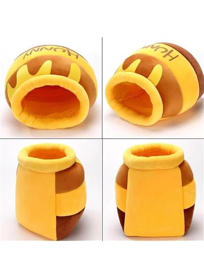 Cat Bed Honey Pot Shape Comfortable Nest Nonslip Bottom Non Slip Cartoon Kennel Pet Cat Bed Removable Cushion Cave Sleeping Bed - Image 3