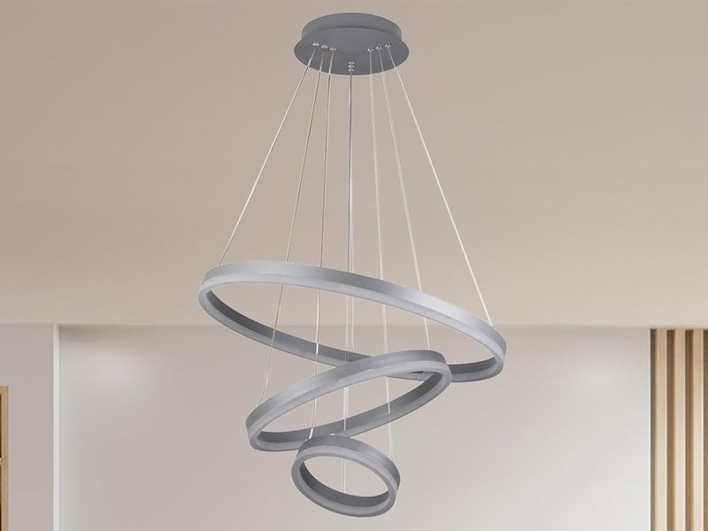 Modern LED Ring Chandelier Pendant Light – Adjustable Hanging Ceiling Lamp with Dimmable Circular Rings for Living Room, Dining Room, Bedroom, Foyer & Office (WHITE, 3 LAYER 60+40+20CM) - Image 3