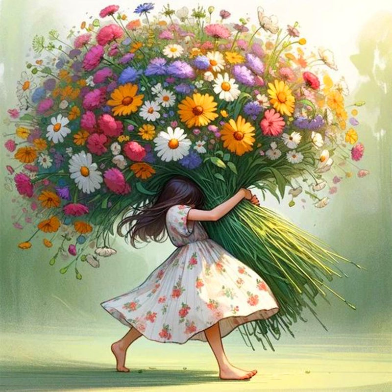Ekuxom Diamond Art Kits for Adults, 5D Flower Diamond Art Kits Girl, DIY Round Full Drill Diamond Art Flowers Diamond Painting Kits for Adults Gem Art Wall Decor 14x14 inch - Image 1