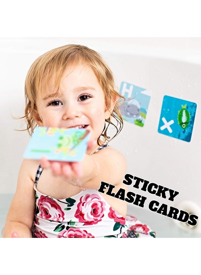 SplashEZ SplashEZ Bath Toys Flash Cards, 26 Alphabet Letters & Animal Words, Waterproof - ABC for Preschool & Kindergarten, ABCs Toddler Toys - Letter Picture Recognition Ultimate Preschool Activities  - Image 1