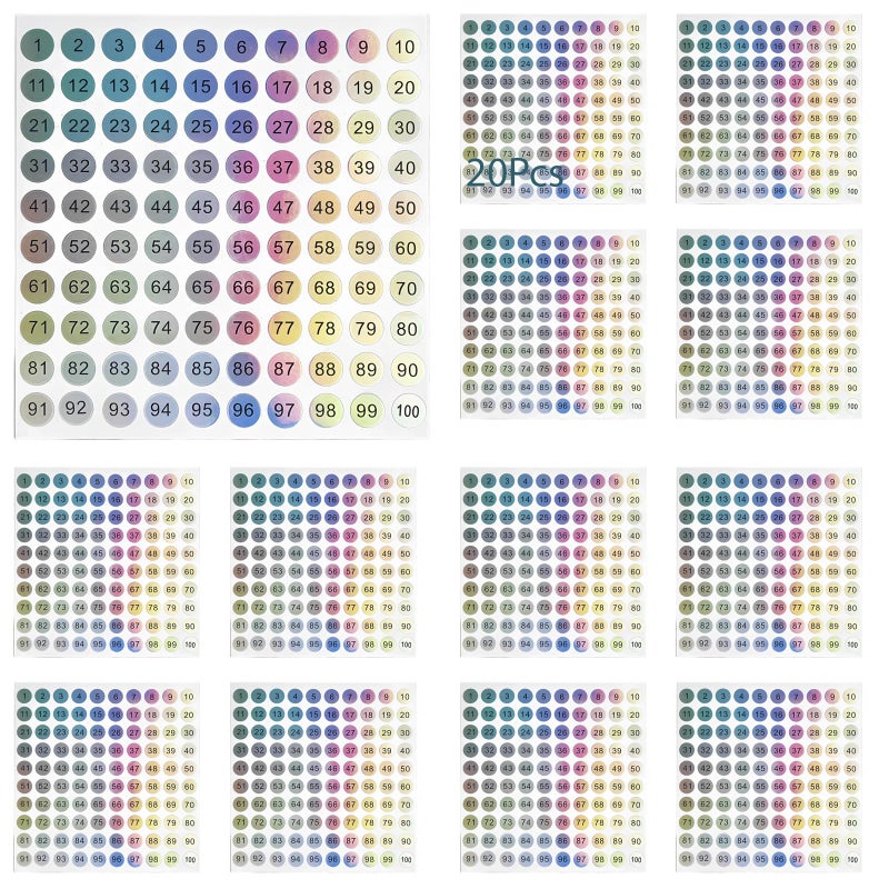 Round 0 4 Inch Inventory Number Stickers 1 100 Black Laser Color Changing Labels 20 Pcs - Image 2