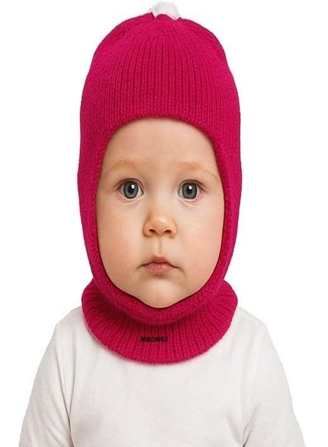 MIKONIKO Baby Boy's & Baby Girl's Soft Woolen Monkey Cap Pack of 2 (Pink & Red, 2-3 Years) - Image 2
