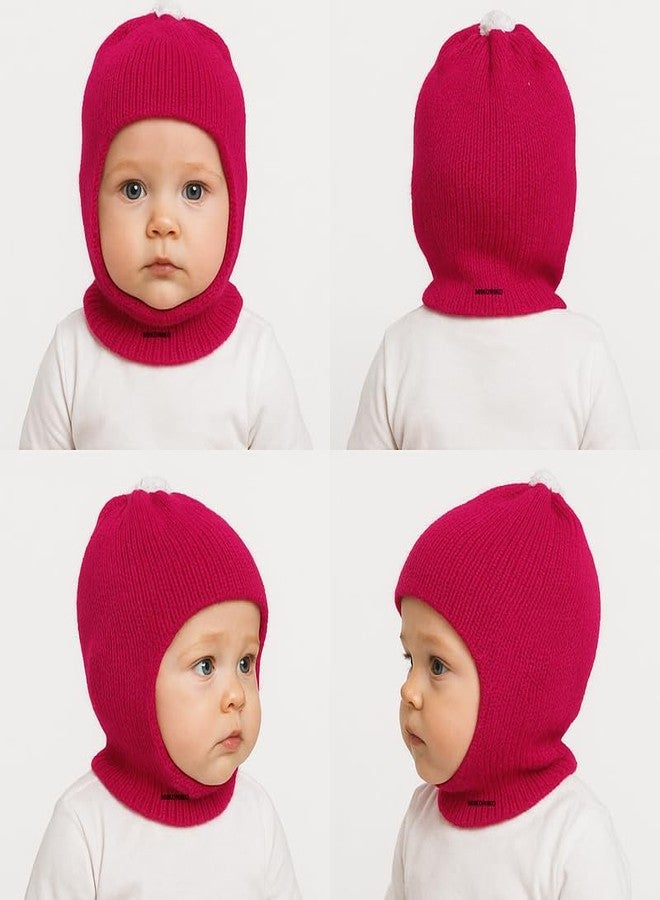 MIKONIKO Baby Boy's & Baby Girl's Soft Woolen Monkey Cap Pack of 2 (Pink & Red, 2-3 Years) - Image 3