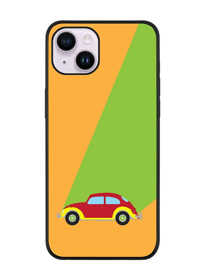 Stylizedd Rugged Black edge case for Apple iPhone 14 Plus Slim fit Soft Case Flexible Rubber Edges Anti Drop TPU Gel Thin Cover - Retro Bug Orange - Image 1