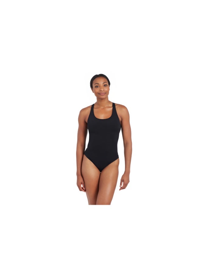 Zoggs Cottesloe Powerback OnePiece Swimsuit Black | Sustainable Ecolast+ Fabric, 100% Chlorine Proof, UPF50+, Shelf Bra, Medium Leg Coverage, Quick Dry, Supportive Fit for Swim Training | 462510-BK32 - Image 2