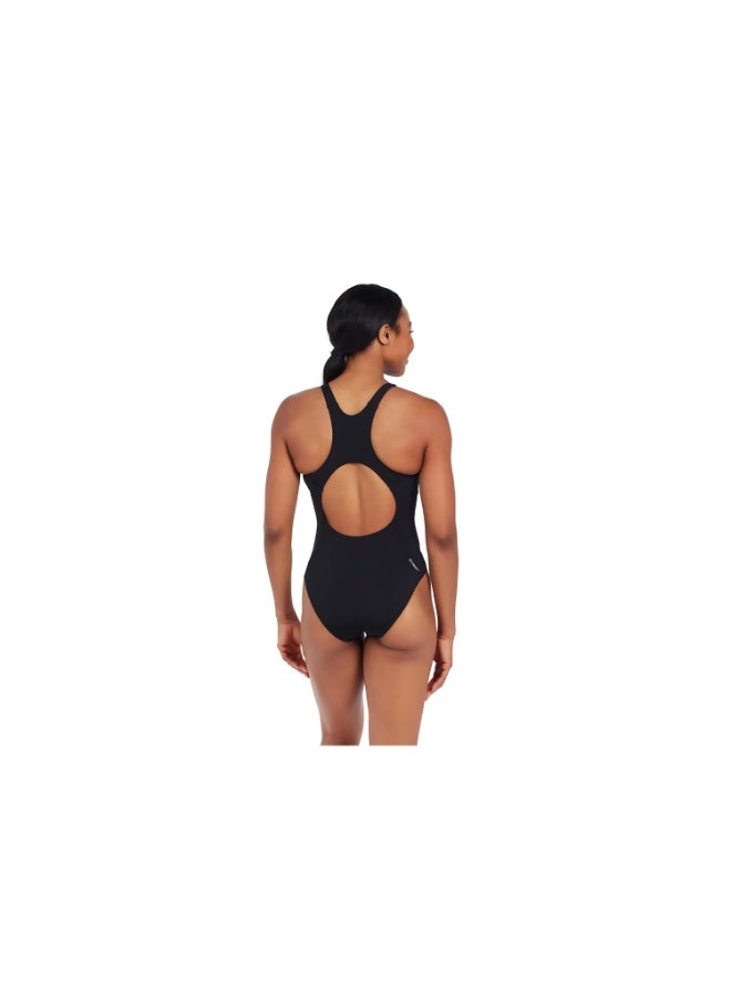 Zoggs Cottesloe Powerback OnePiece Swimsuit Black | Sustainable Ecolast+ Fabric, 100% Chlorine Proof, UPF50+, Shelf Bra, Medium Leg Coverage, Quick Dry, Supportive Fit for Swim Training | 462510-BK32 - Image 3