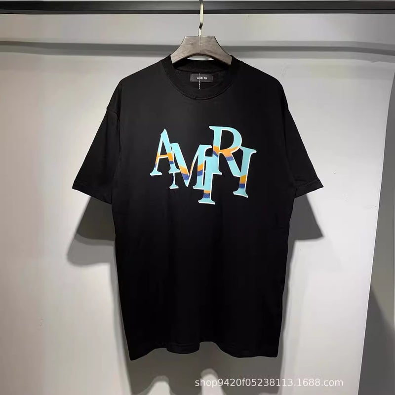 2024 Spring And Ami Letter Staggered Logo Printed Short-Sleeved T-Shirt For Men And Women, One Piece Delivery - Image 5