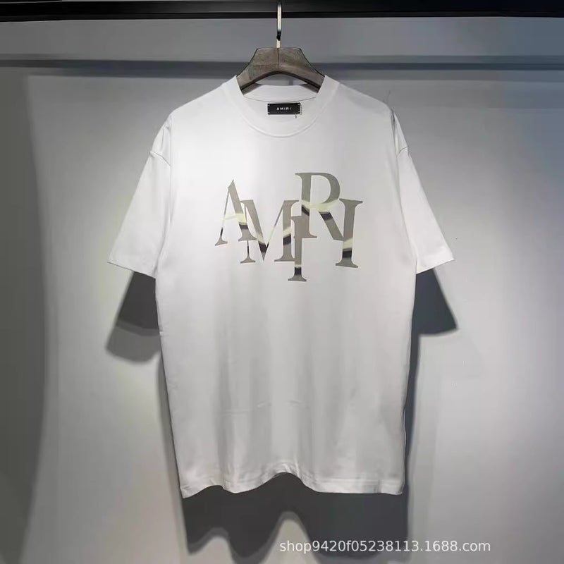 2024 Spring And Ami Letter Staggered Logo Printed Short-Sleeved T-Shirt For Men And Women, One Piece Delivery - Image 3
