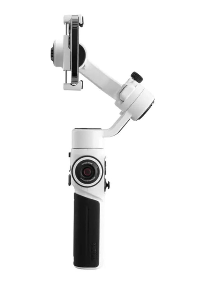 زيون - مثبت Zhiyun Smooth 5S الاحترافي للهواتف الذكية، مثبت ثلاثي المحاور محمول للهواتف، مثبت محمول للتدوين بالفيديو، ويوتيوب، وتيك توك، والفيديو المباشر متوافق مع أجهزة iPhone وAndroid - أبيض - Image 1